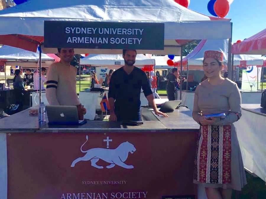 Armenian students at Sydney University at their stall on Open Day